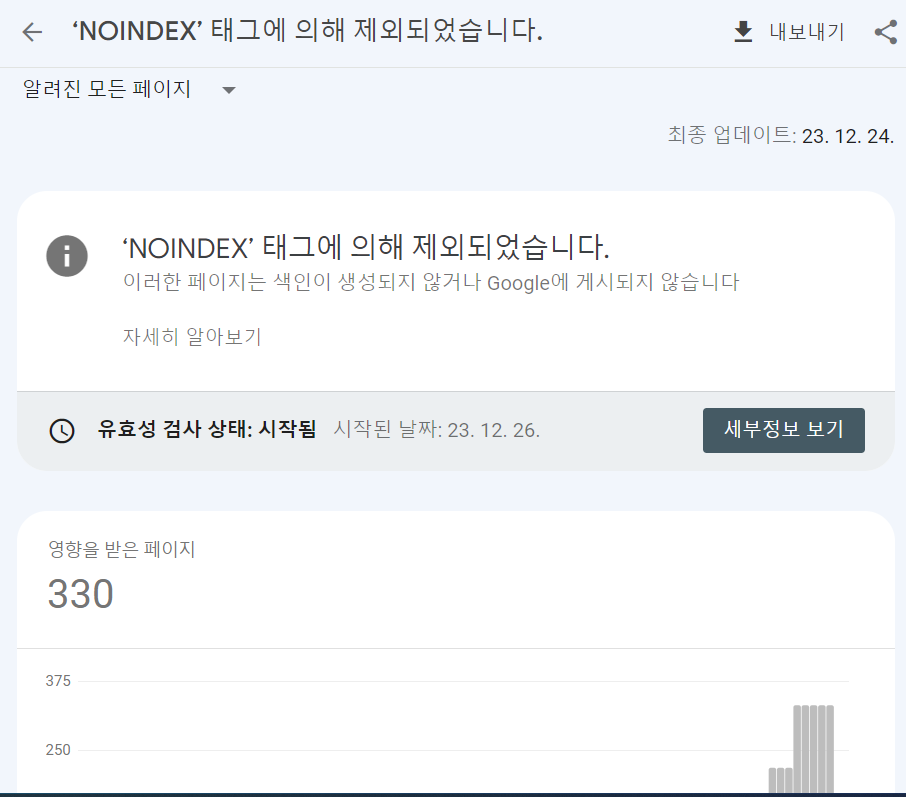 NOINDEX 태그 해결 방법