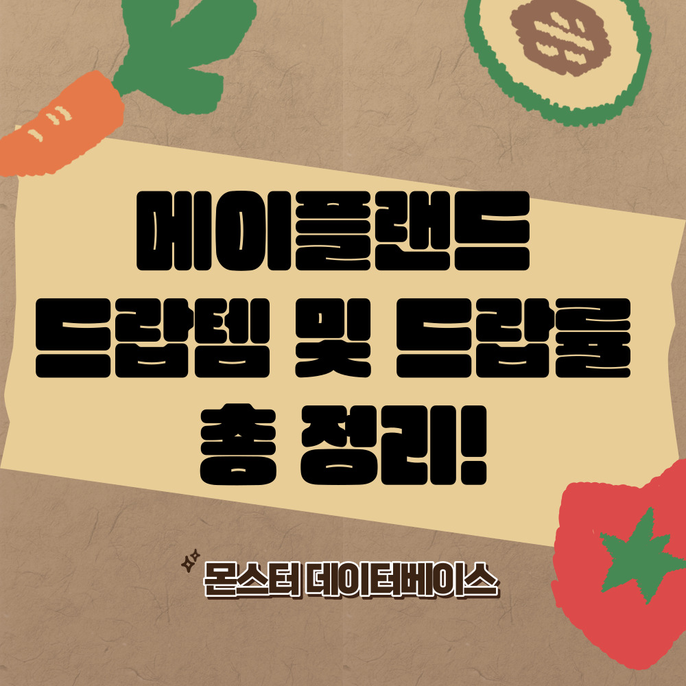 메이플랜드 드랍템, 드랍률, 몬스터 데이터베이스