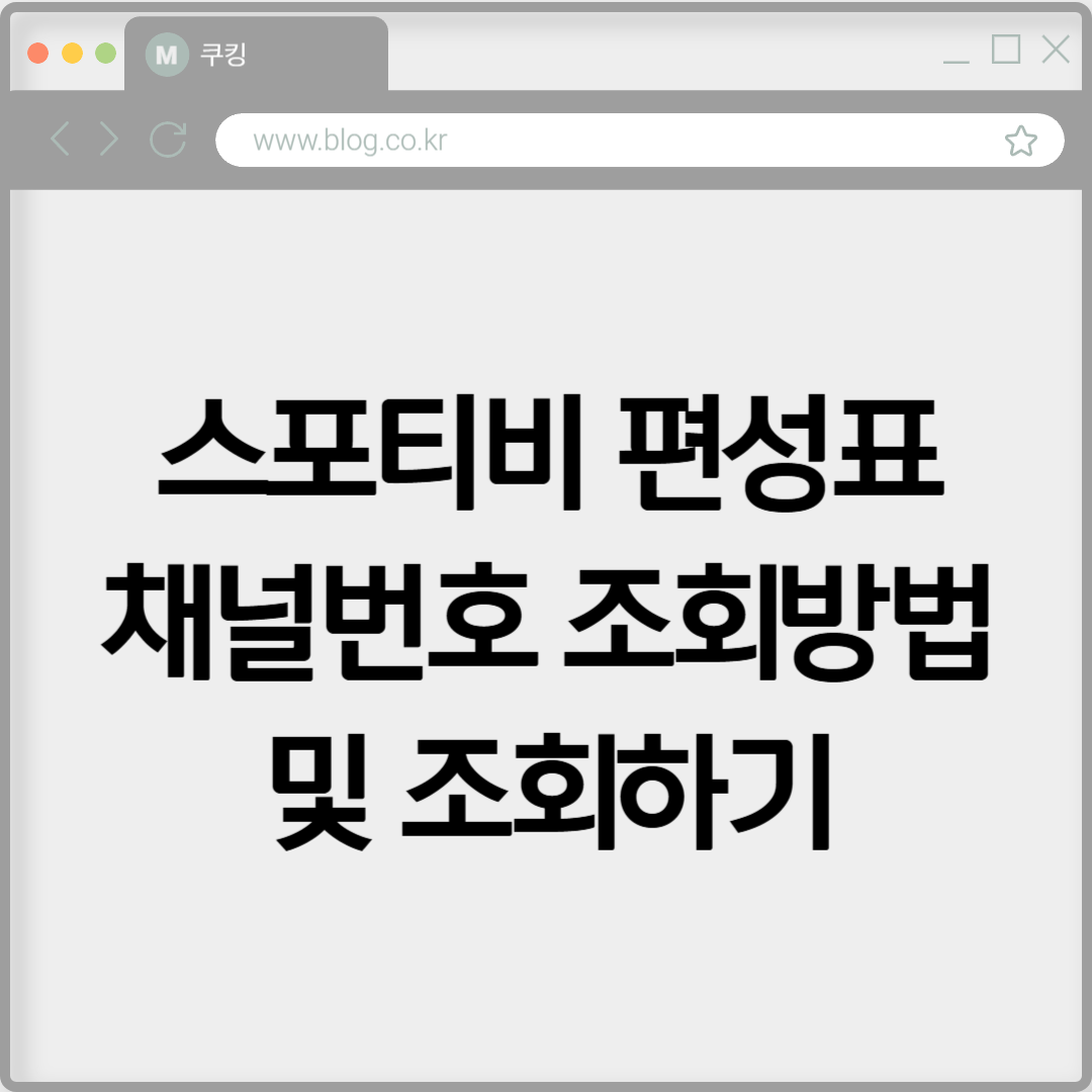 스포티비 편성표 채널번호 조회방법 및 조회하기
